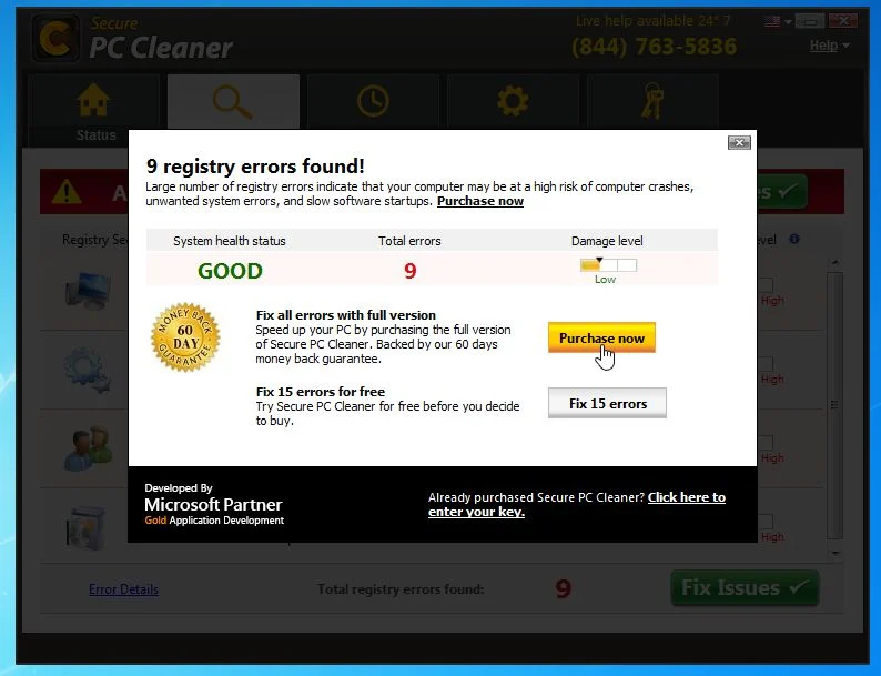 Secure PC Cleaner pop-ups Secure PC Cleaner virus