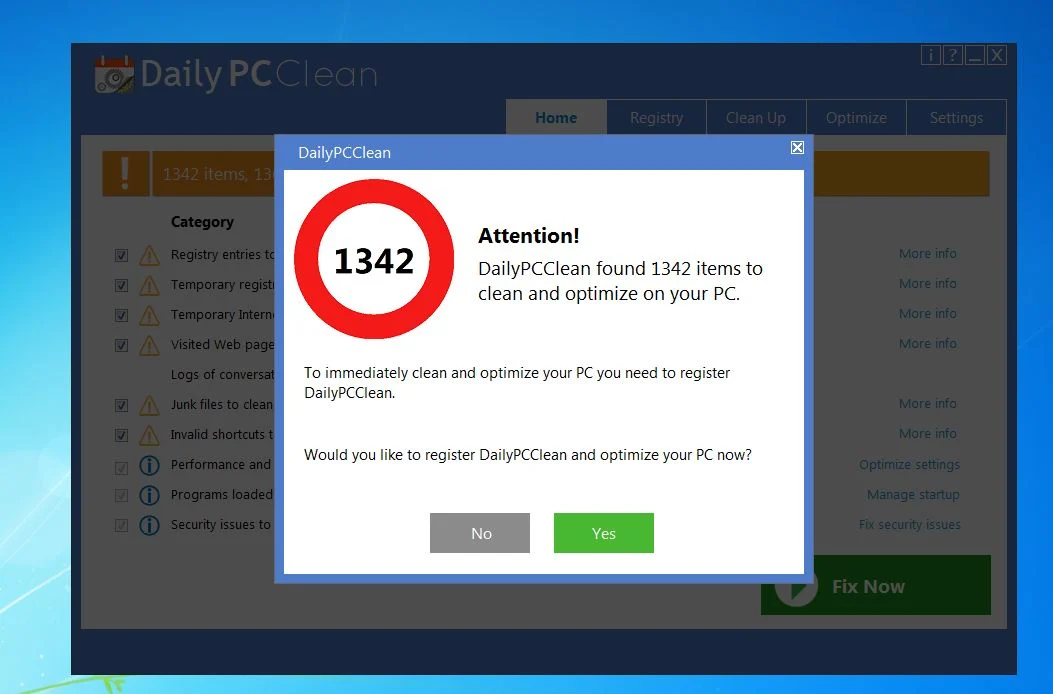 DailyPcClean Register