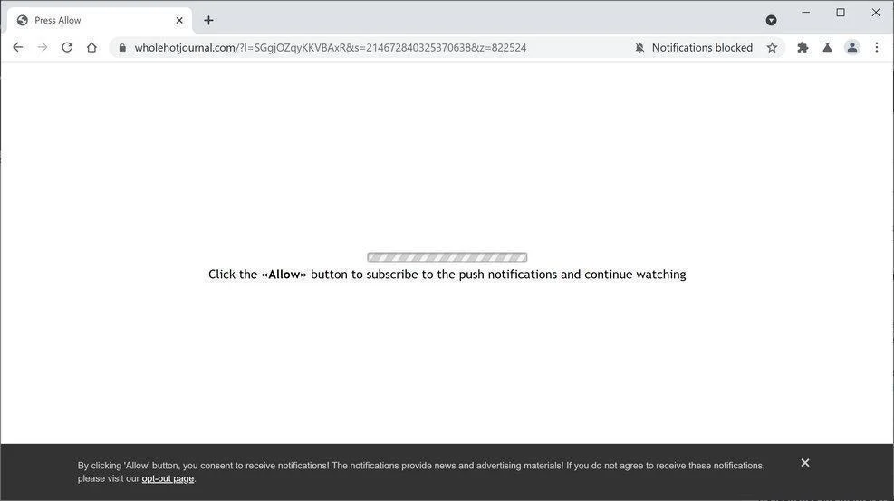Image: Chrome browser is redirected to Wholehotjournal.com