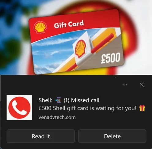 Image: Shell Gift Card scam ads