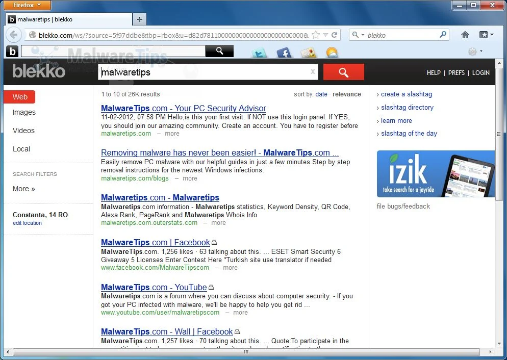 [Image: Blekko Search box]