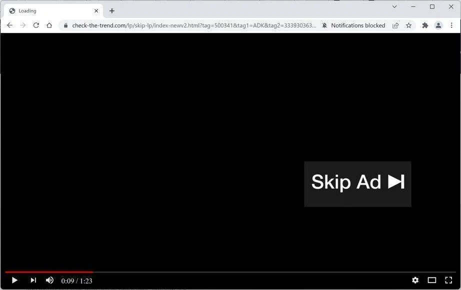 Image: Chrome browser is redirected to Check-the-trend.com
