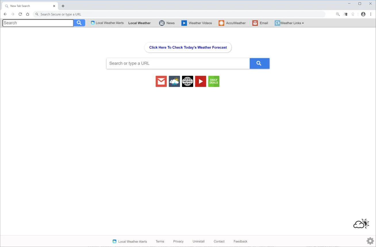 Remove Search.hlocalweatheralerts.co redirect (Virus Removal Guide) 1 Image: Chrome browser is redirected to Search.hlocalweatheralerts.co