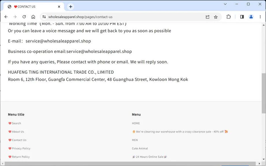 Wholesaleapparel.shop scam