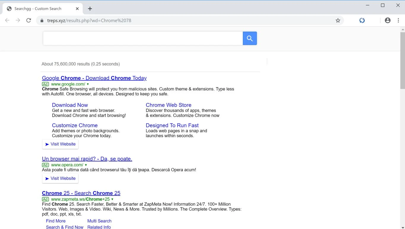 Image: Chrome browser is redirected to Treps.xyz