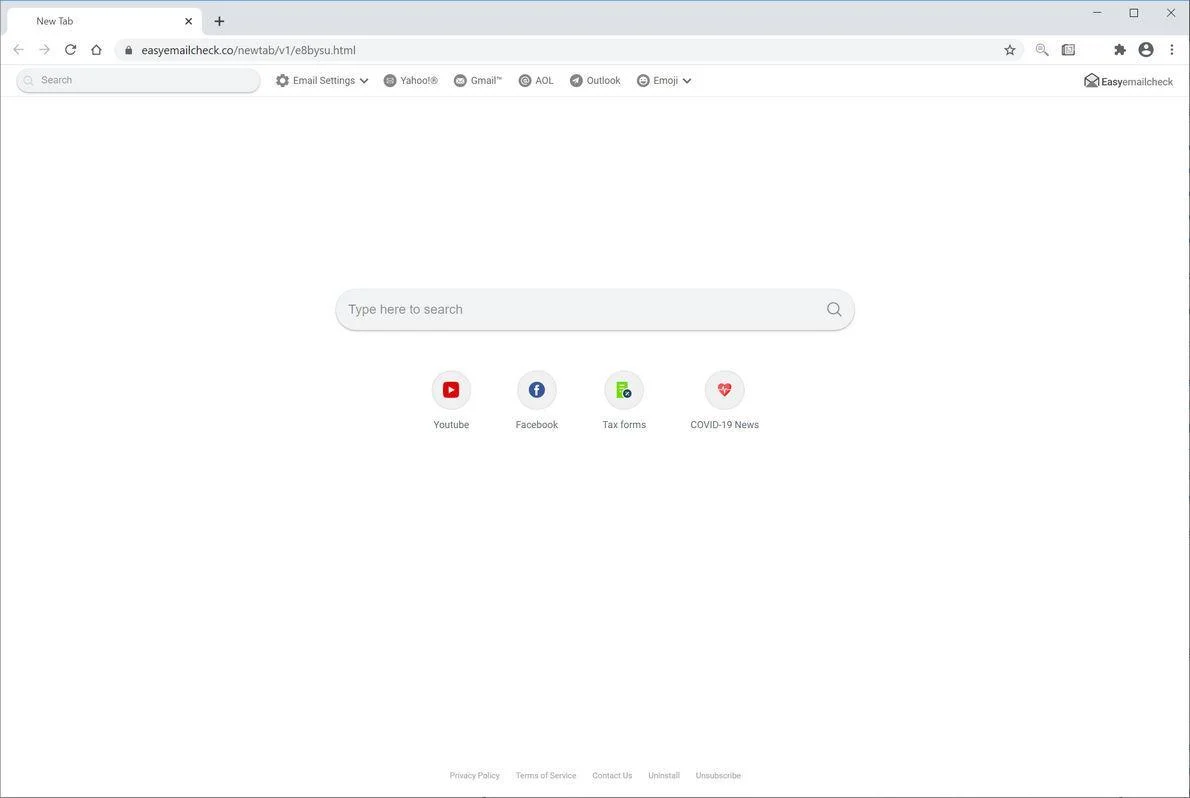 Remove Easyemailcheck.co redirect (Virus Removal Guide) 1 Image: Chrome browser is redirected to Easyemailcheck.co
