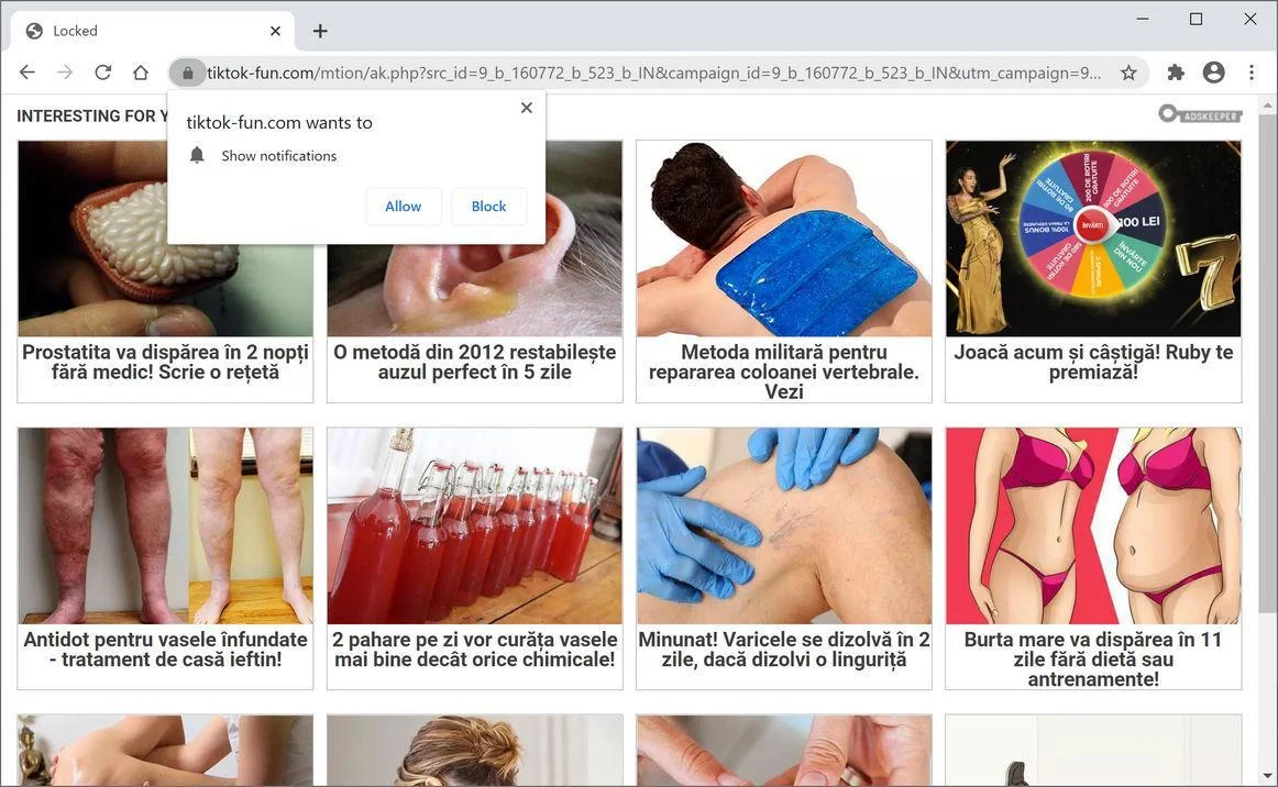 Remove Tiktok-fun.com pop-up ads (Virus Removal Guide) 1 Image: Chrome browser is redirected to Tiktok-fun.com