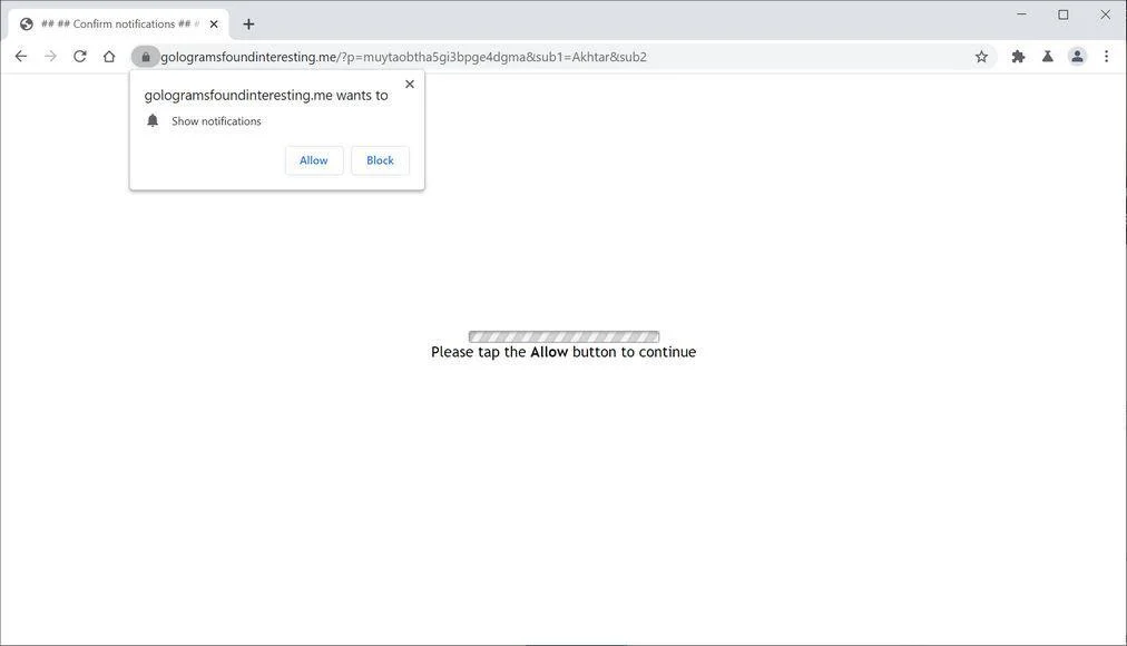 Remove Gologramsfoundinteresting.me pop-up ads (Virus Removal Guide) 1 Image: Chrome browser is redirected to Gologramsfoundinteresting.me