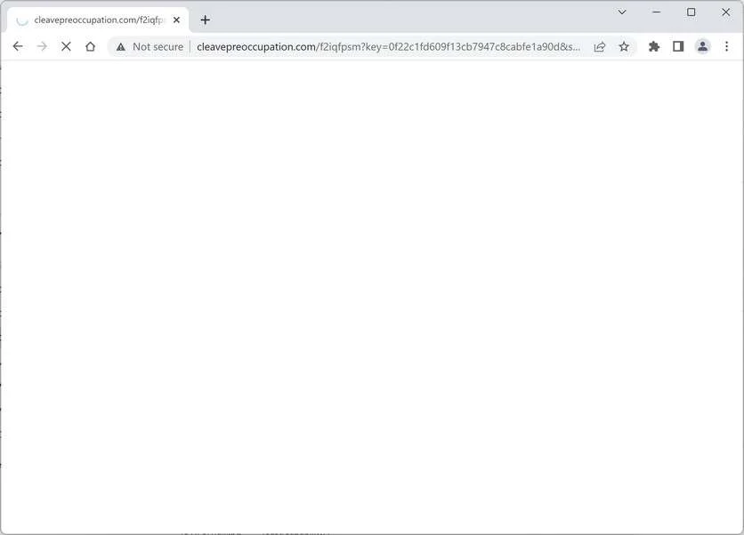 Image: Chrome browser is redirected to the Cleavepreoccupation.com site