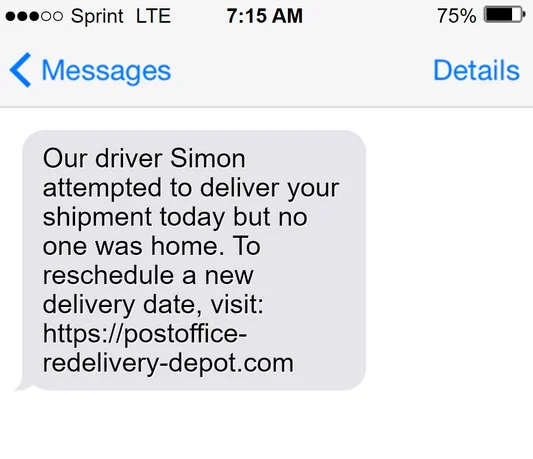 Our Driver Simon Attempted To Deliver Your Shipment Today Scam