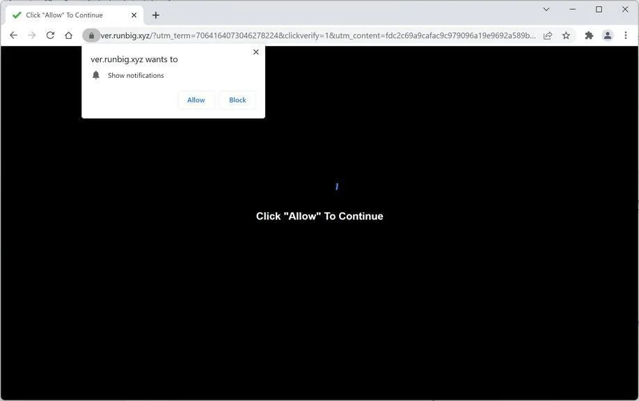 How to Remove Runbig.xyz Pop-up Ads (Virus Removal Guide) 1 Image: Chrome browser is redirected to Runbig.xyz