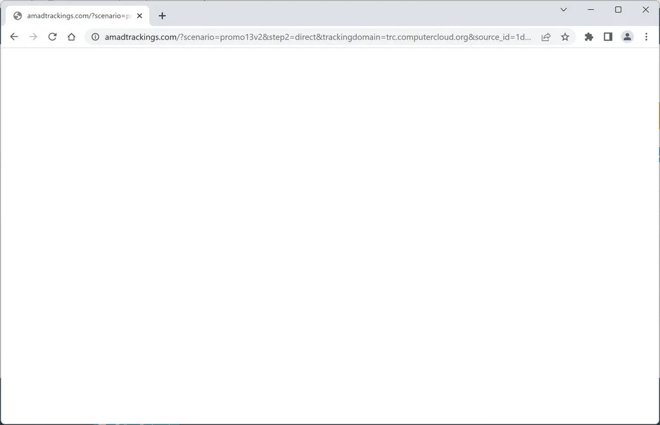 Image: Chrome browser is redirected to Amadtrackings.com