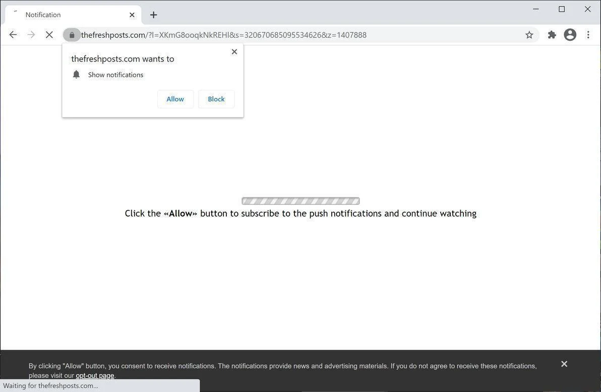 Remove Thefreshposts.com pop-up ads (Virus Removal Guide) 1 Image: Chrome browser is redirected to Thefreshposts.com