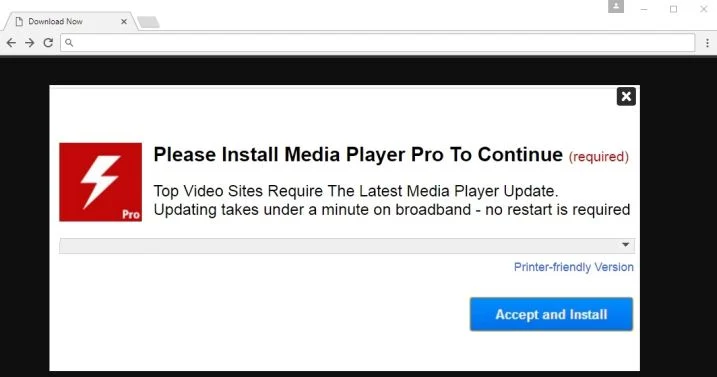 Please Install Media Player Pro To Continue pop-up Please Install Media Player Pro To Continue virus