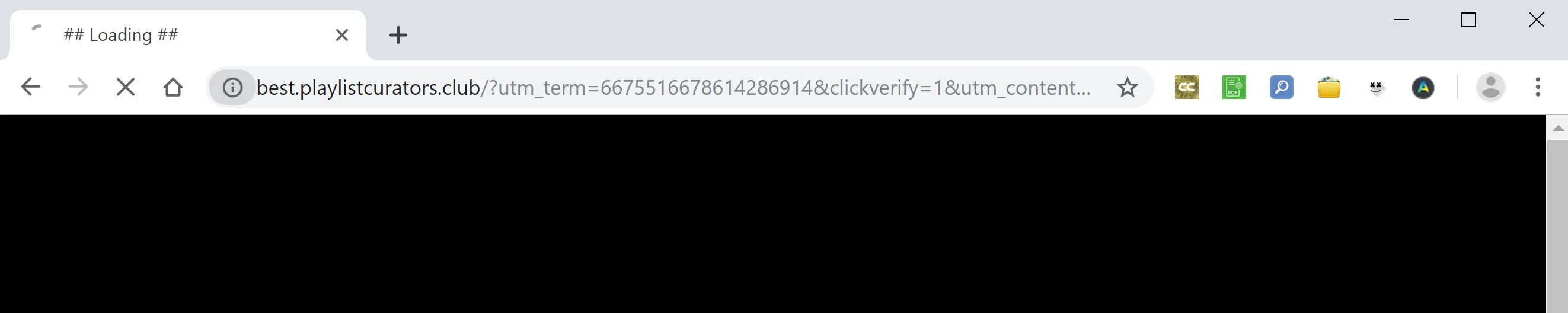 Image: Chrome browser is redirected to Best.playlistcurators.club