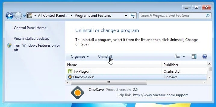 OneSave v2.6 Removal