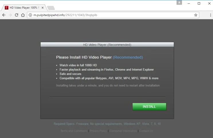 Please Install HD Video Player (Recommended) Virus