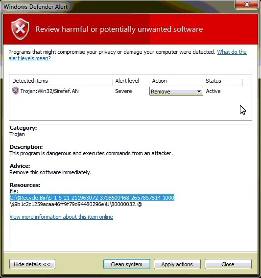 [Image: Trojan Sirefef virus]