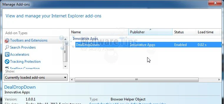 [Image: DealDropDown Internet Explorer extension]