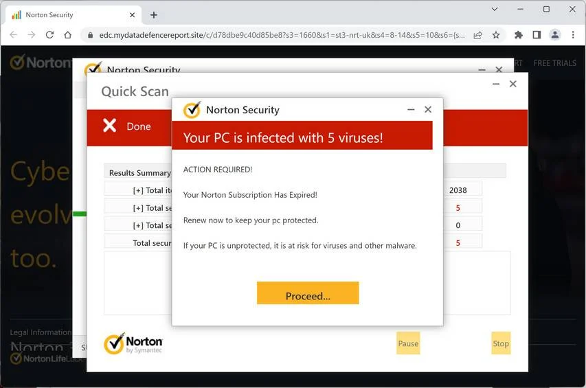 Mydatadefencereport.site - Virus Removal Instructions 1 Image: Mydatadefencereport.site Fake Alert