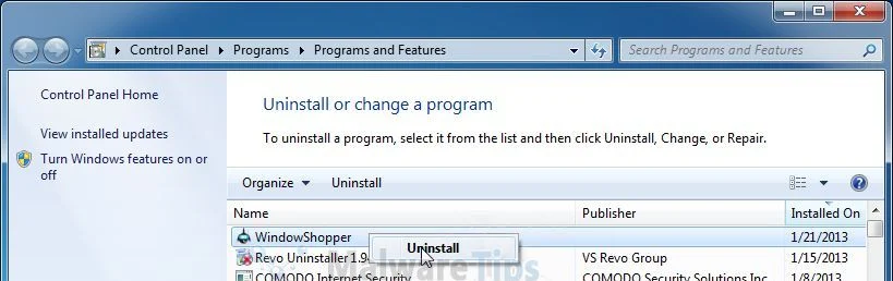 [Image: Uninstall Save as Deal Finder program]