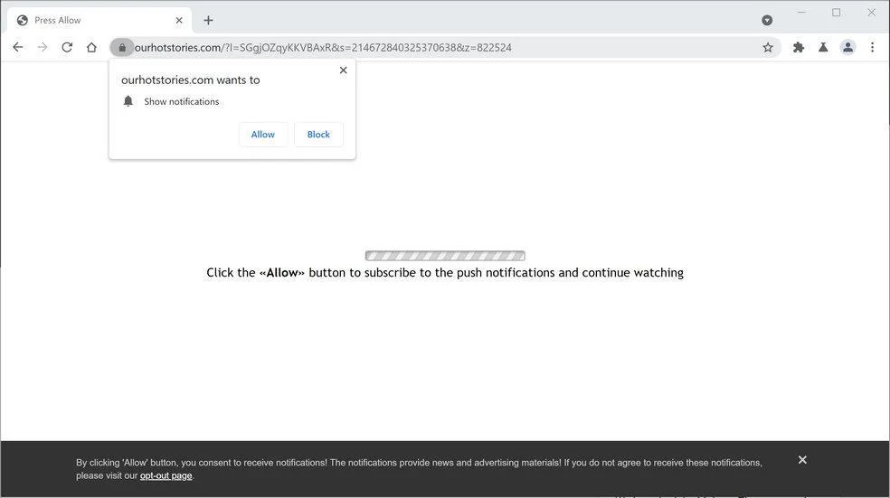 Remove Ourhotstories.com pop-up ads (Virus Removal Guide) 1 Image: Chrome browser is redirected to Ourhotstories.com