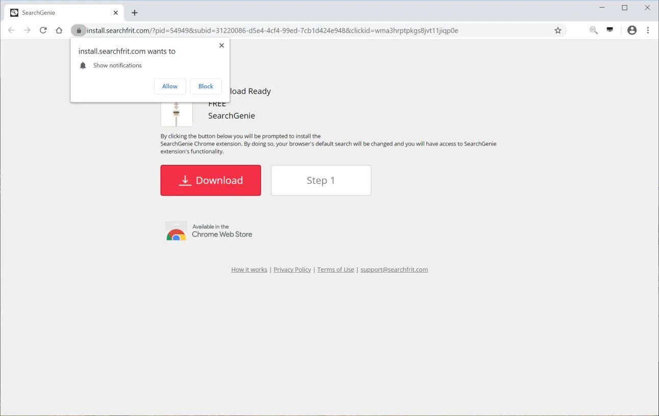 Remove Install.searchfrit.com pop-up ads (Virus Removal Guide) 1 Image: Chrome browser is redirected to Install.searchfrit.com