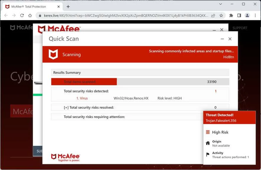 Image: Chrome browser is redirected to Kerex.live