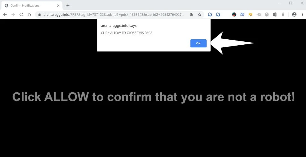 How to remove Arentcragge.info pop-up ads (Virus Removal Guide) 1 Image: Chrome browser is redirected to Arentcragge.info