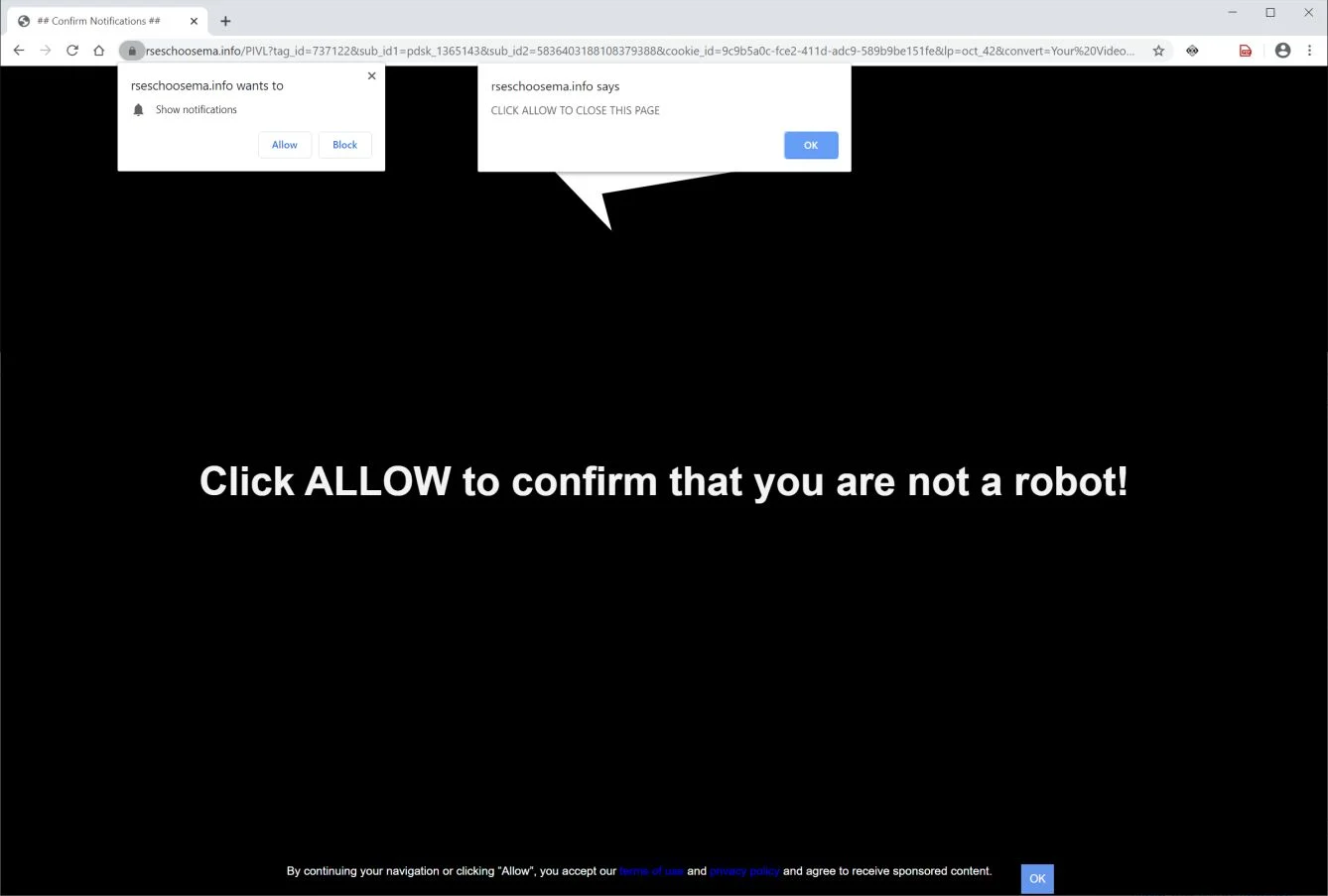 How to remove Rseschoosema.info pop-up ads (Virus Removal Guide) 1 Image: Chrome browser is redirected to Rseschoosema.info