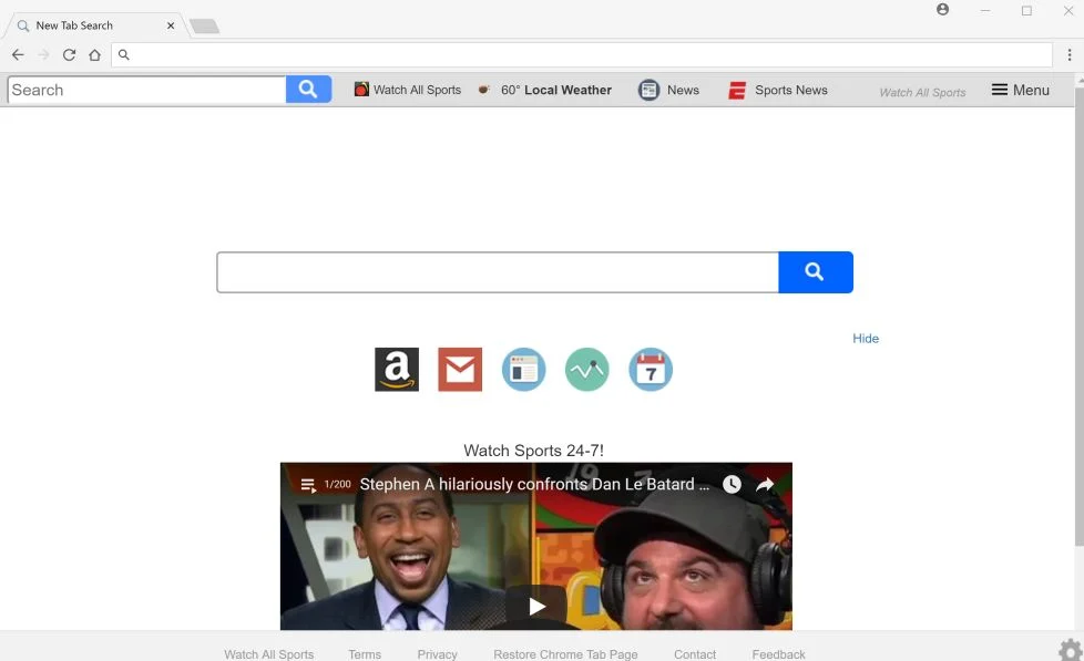 Watch All Sports New Tab Search redirect