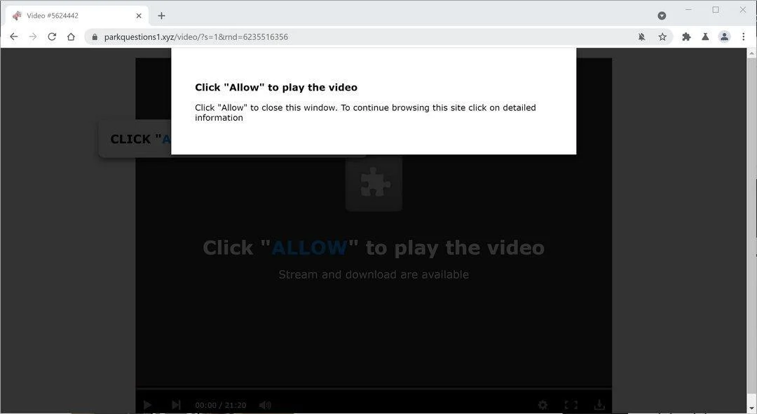 Remove Parkquestions1.xyz pop-up ads (Virus Removal Guide) 1 Image: Chrome browser is redirected to Parkquestions1.xyz