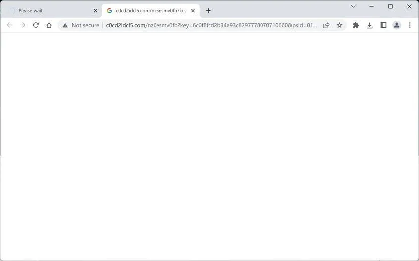Image: Chrome browser is redirected to C0cd2idcl5.com