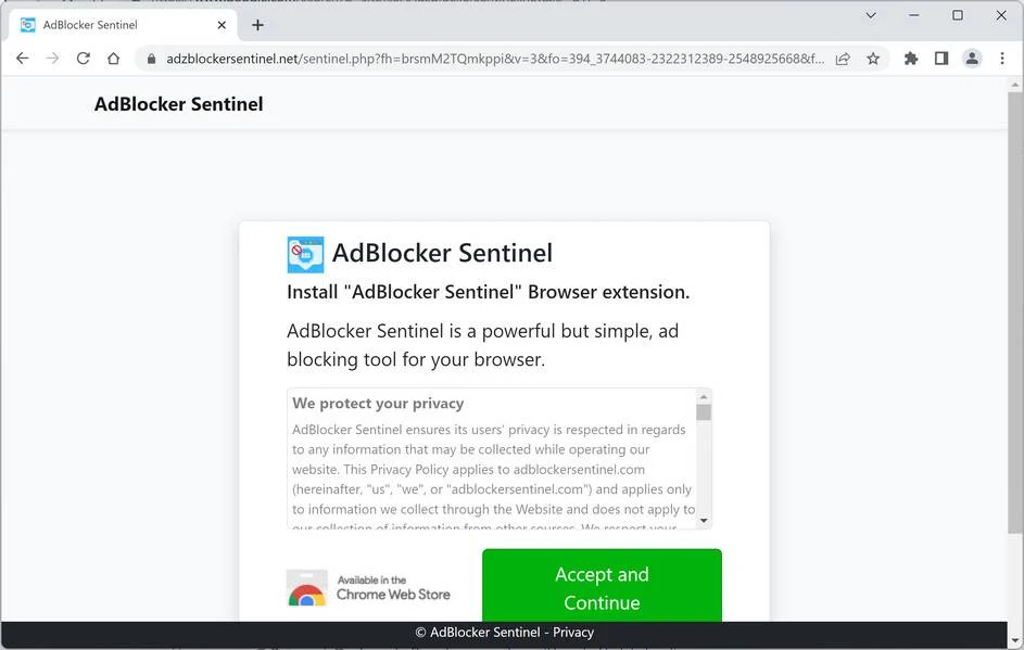 Adzblockersentinel.net ad