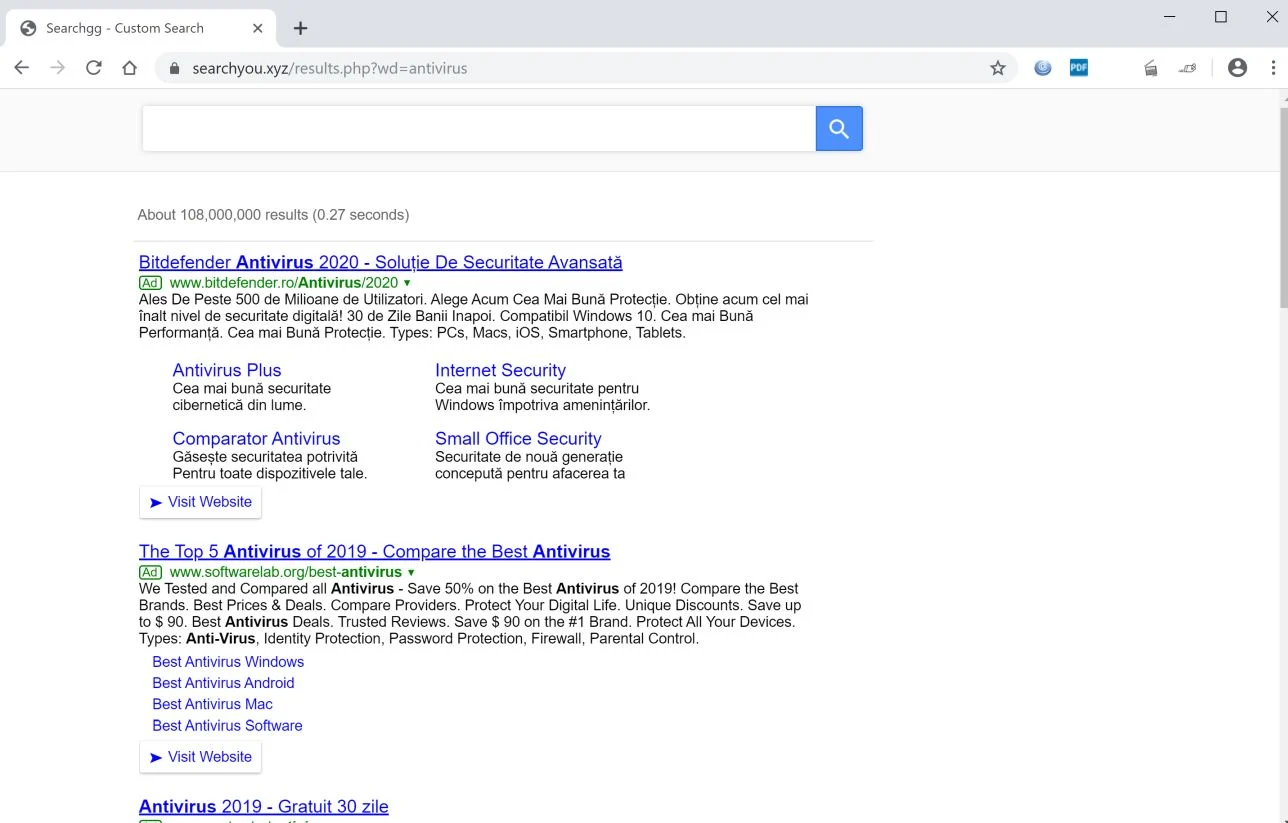 How to remove Searchyou.xyz redirect (Virus Removal Guide) 1 Image: Google Chrome is redirected to Searchyou.xyz