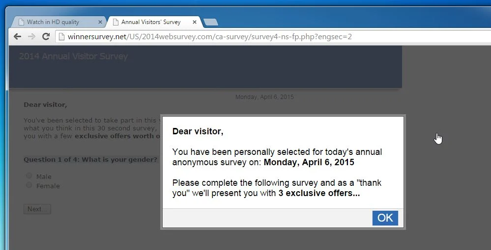 Winnersurvey.net virus
