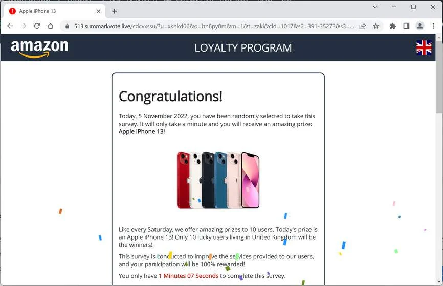 Image: Summarkvote.live Fake Amazon Survey