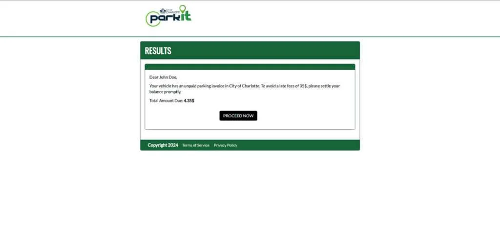 The FAKE Parkit-nc.com Charlotte Parking Invoice Explained 1 parkit 1