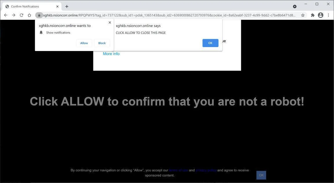 Remove Nsioncorr.online pop-up ads (Virus Removal Guide) 1 Image: Chrome browser is redirected to Nsioncorr.online