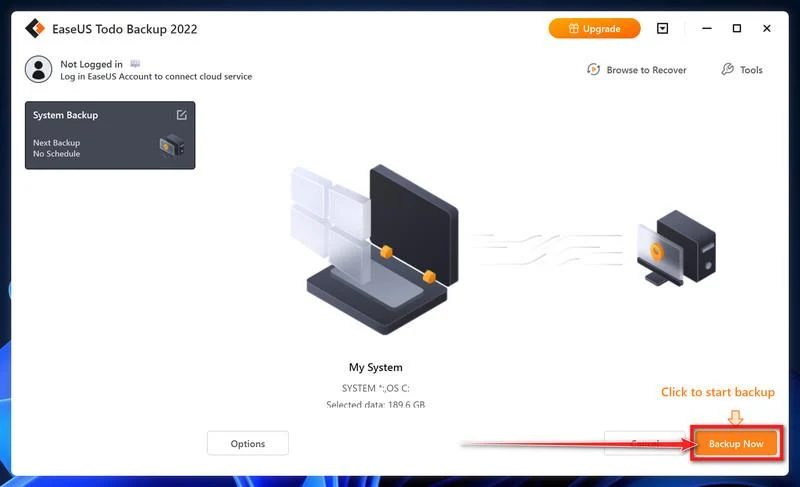 Download EaseUS Todo Backup 12 Start backup process