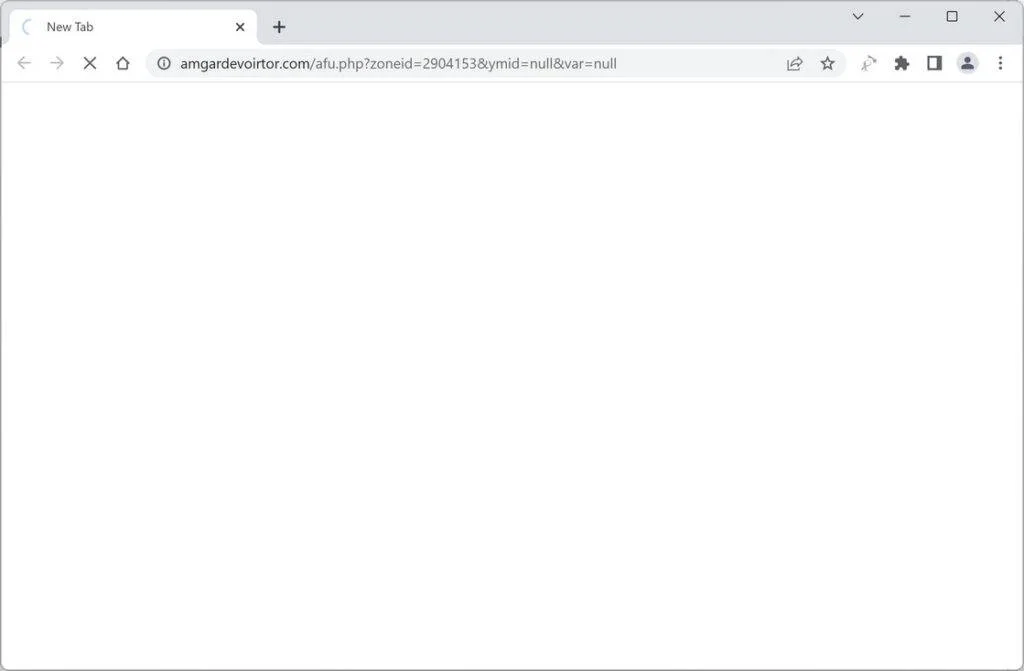 Image: Chrome browser is redirected to Amgardevoirtor.com