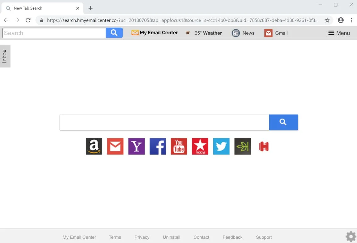 My Email Center New Tab Search Virus