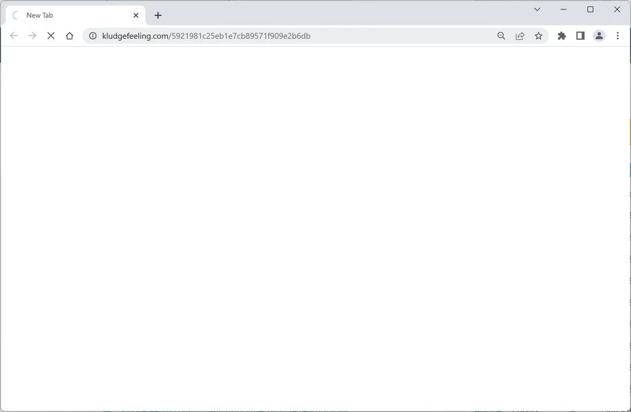 Image: Chrome browser is redirected to Kludgefeeling.com