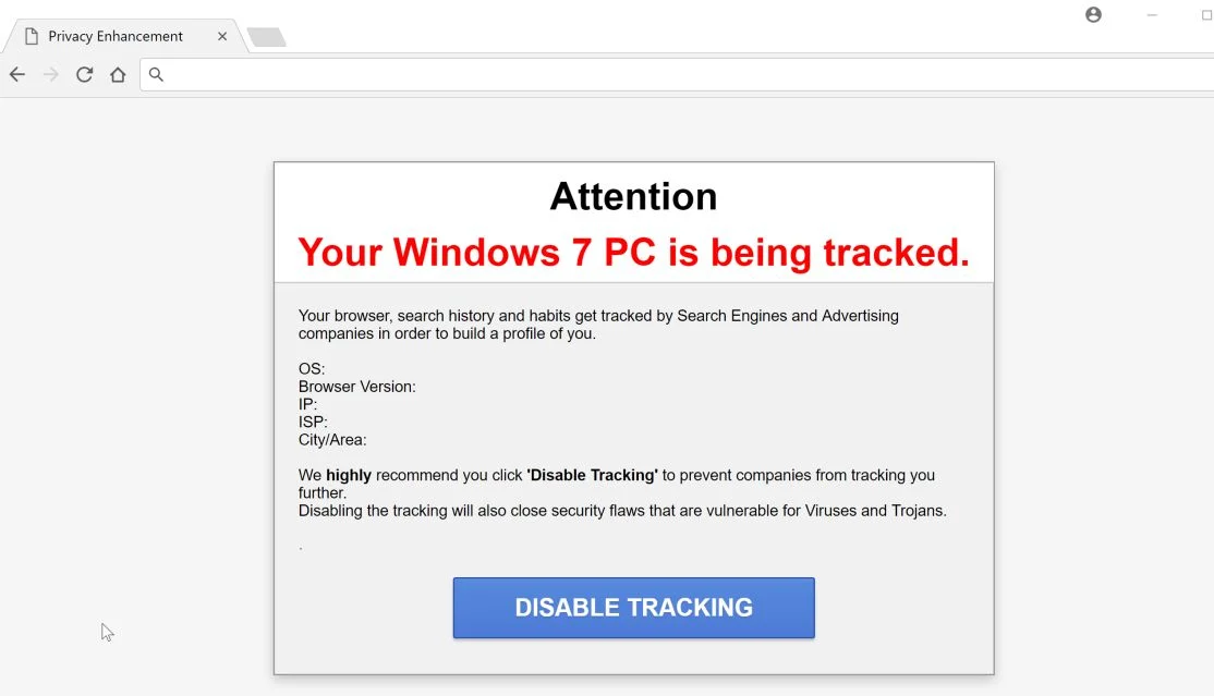 Your Windows 7 PC is being tracked Virus