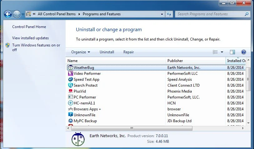 Uninstall WeatherBug