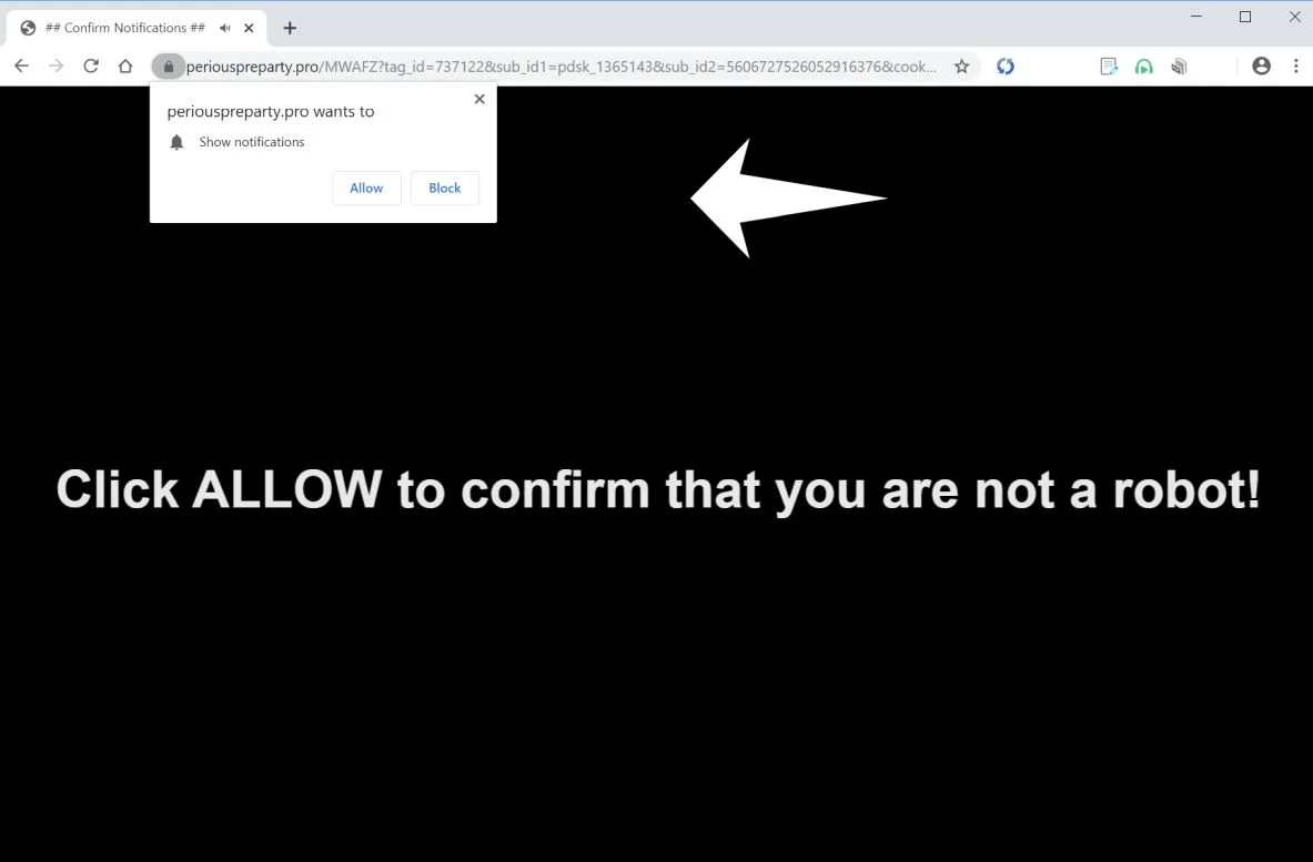 How to remove Periouspreparty.pro pop-up ads (Virus Removal Guide) 1 Image: Chrome browser is redirected to Periouspreparty.pro