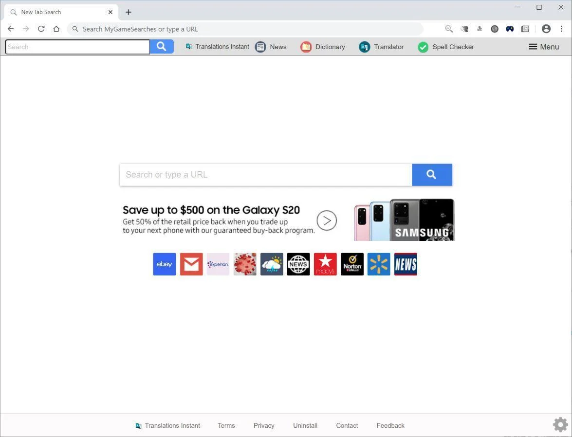 Image: Chrome browser is redirected to Translations Instant