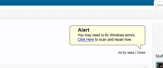 Alert! You may need to fix Windows errors virus