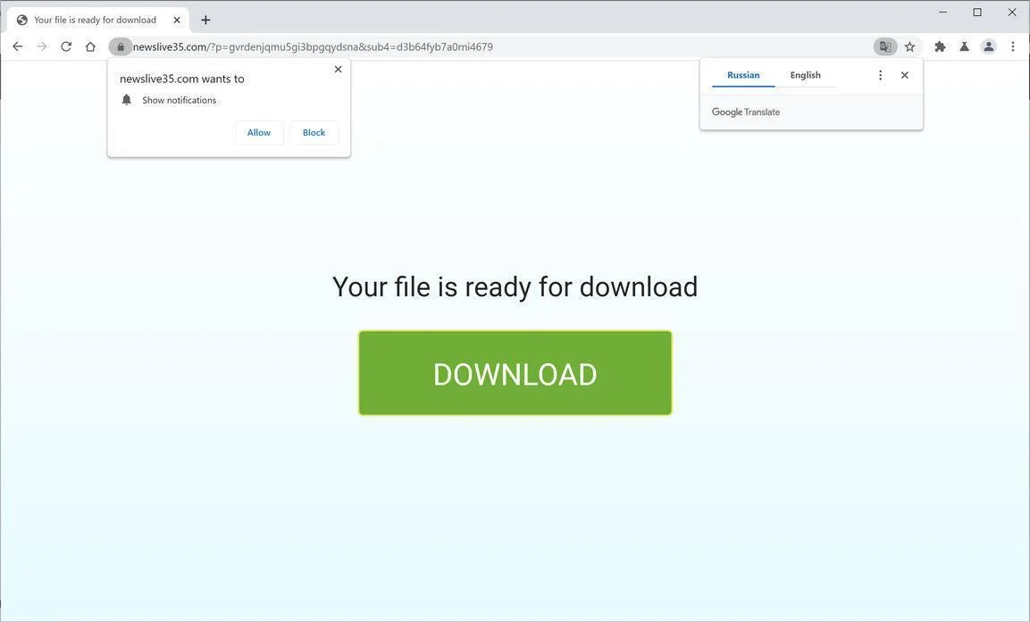 Remove Newslive35.com pop-up ads (Virus Removal Guide) 1 Image: Chrome browser is redirected to Newslive35.com