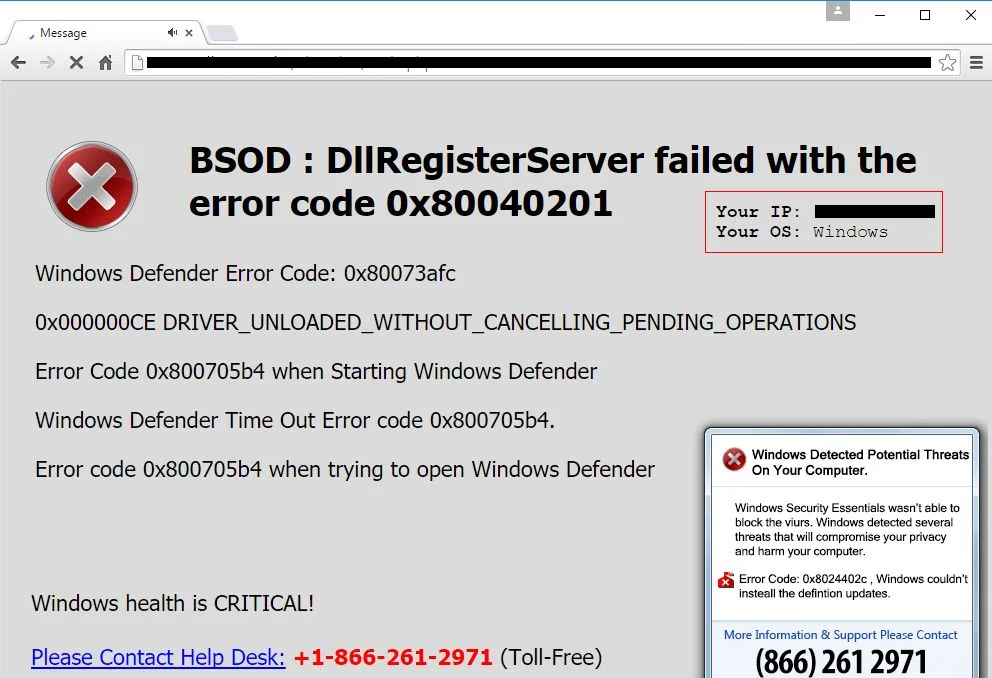 BSOD DllRegisterServer failed virus
